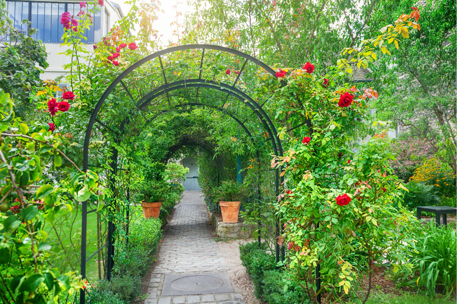 arbor holding plants up along a walkway in lexington KY